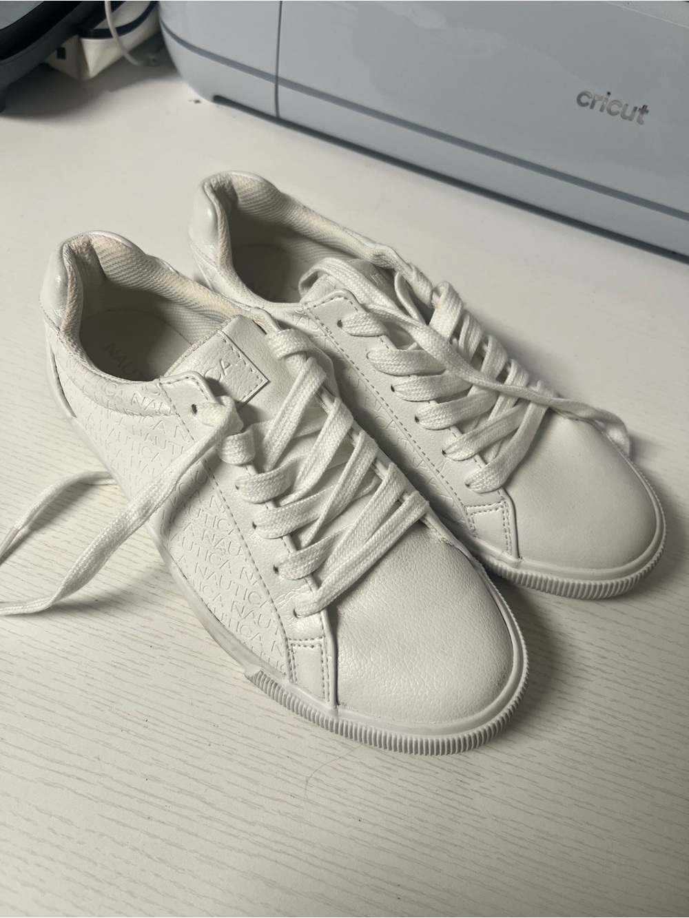 Nautica Women's All-White Low-Top Lace-Up Sneakers